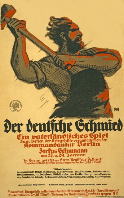 Póster anunciando una obra en beneficio de la Ayuda de Guerra Alemana, c.1914-18 de Louis Oppenheim